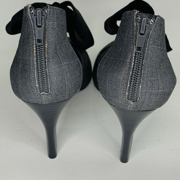Joey-O Women's Bliss Bow Tie Pointed Toe Ankle Strap Stiletto Heels Sz 10 Gray - Picture 8 of 13
